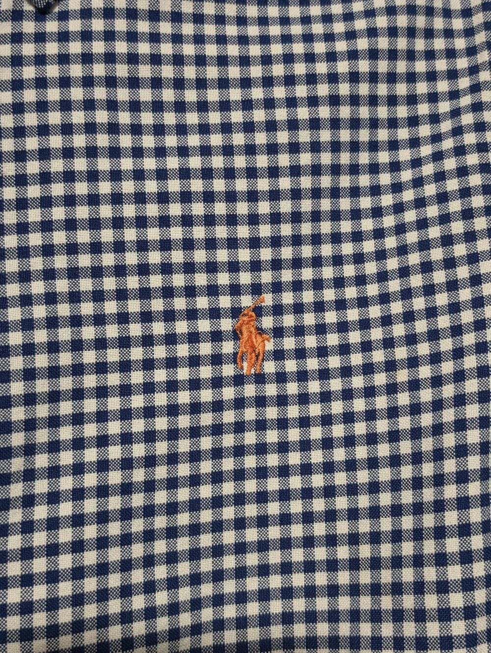 RALPH LAUREN Boys Button Down Shirt Size Medium Blue White Gingham Cotton Preppy